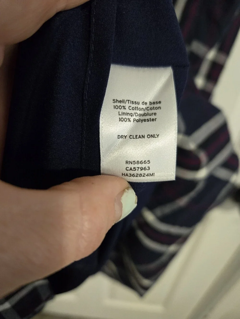 Halogen Size 1 Medium Navy Plaid Drop Waist Shift Dress Cotton Lined Preppy